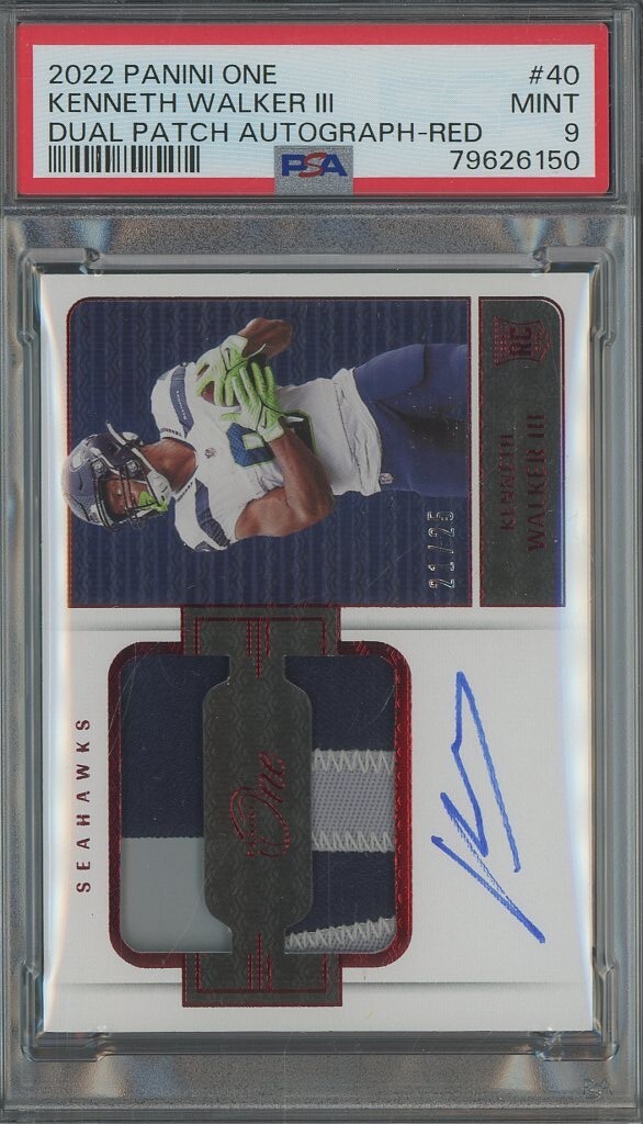 Kenneth Walker III Panini One #40 Dual Patch Autograph-Red