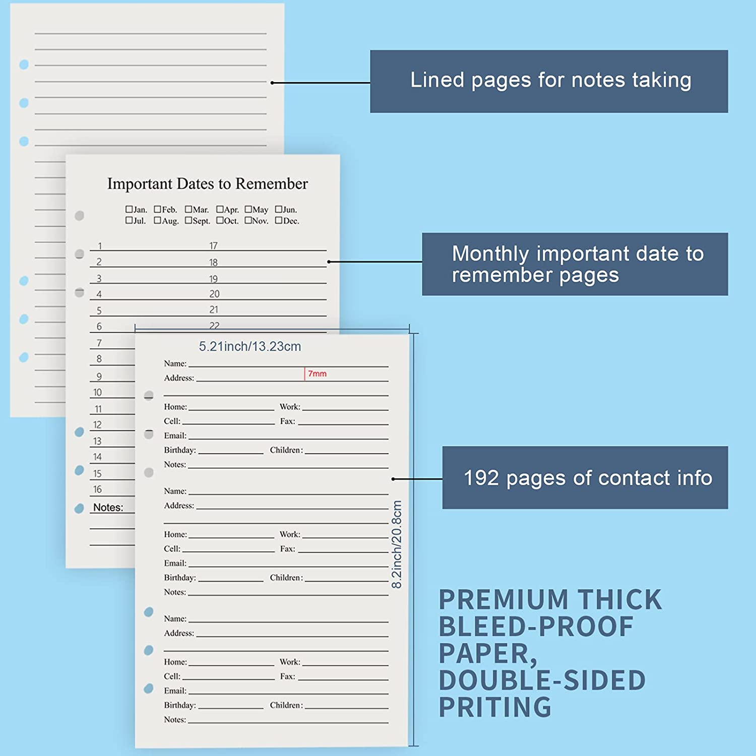 Address Book Refill Pages (212 Replacement Pages for Addresses