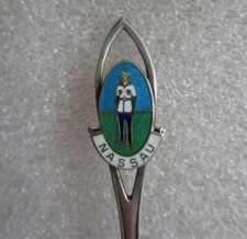 Vtg NASSAU SOUVENIR Sterling Silver BMCo SPOON Champleve Cloisonne Enamel c 1960
