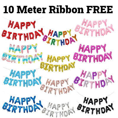 HAPPY BIRTHDAY BALLONS Helium THEMA Wimpel Banner hängend Alter PARTY DEKOR UK