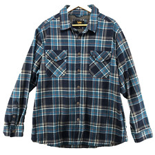 Lee Flannel Shacket Mens Large Blue Plaid Shirt Jacket Thermal Lining Outdoor