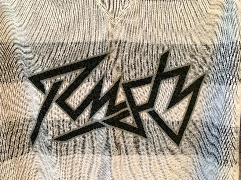 Rusty Size XL Mens Original 90s Lightweight Pullover Jumper Grey Stripe - Image 2 of 4