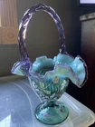 Fenton Glass New Century XXI Dragonfly Floral Signed Basket PRICE CUT-Was $120
