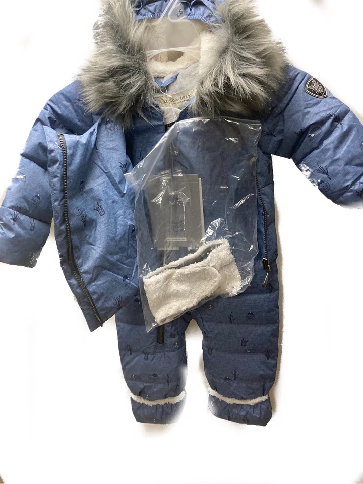 Nuevo con etiquetas Traje de nieve Deux Par Deux 100 % algodón estampado bebé niño de una pieza talla 18 meses Foto 4 de 4