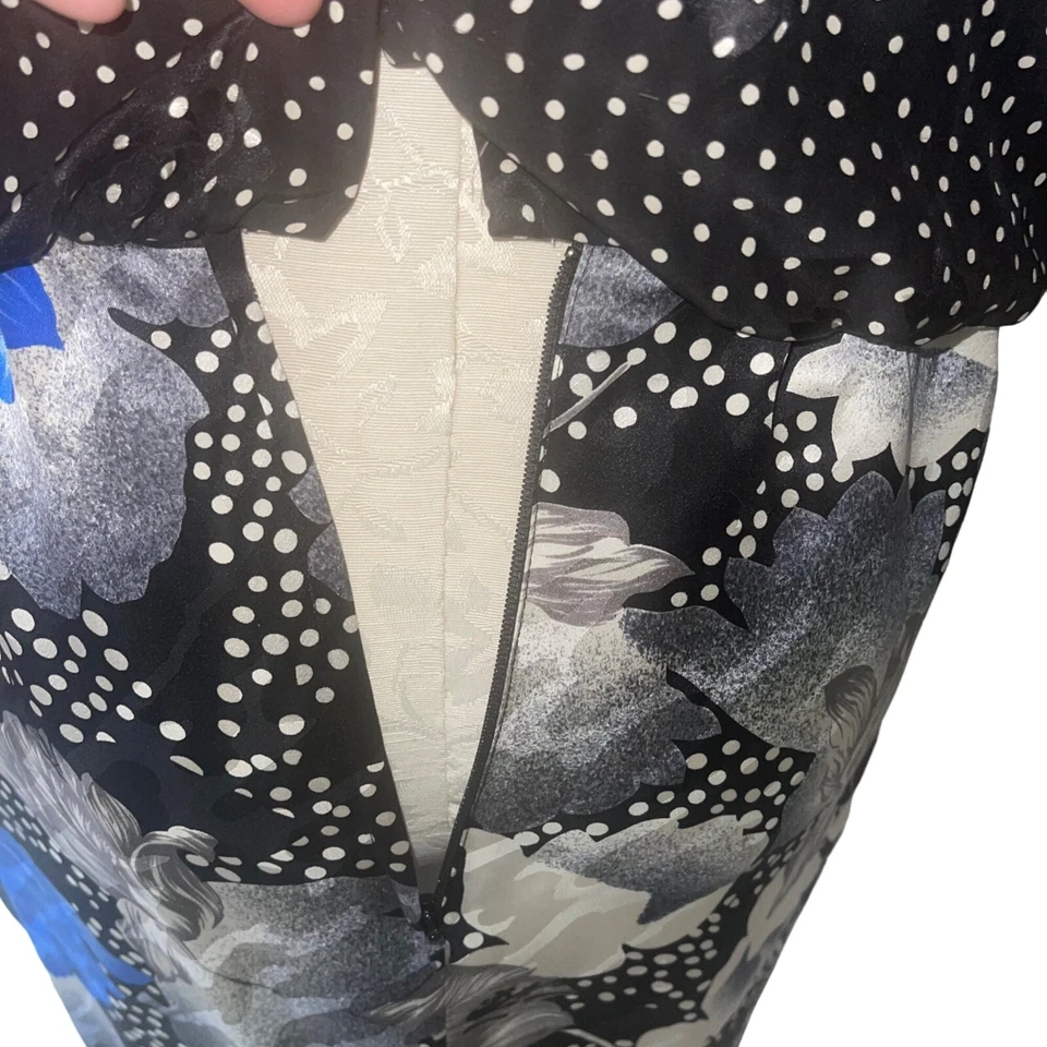 Vestido Saint Romei Mujer Vintage Talla 10 Negro Repujado Floral Midi Lunares Foto 3 de 4