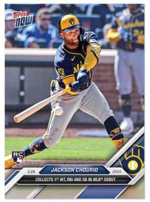 JACKSON CHOURIO RC 2024 TOPPS NOW #16 MILWAUKEE BREWERS