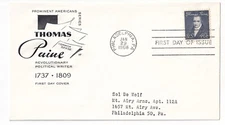 STAMP US SCOTT 1292 "Thomas Paine" 40 CENT 1968 FDC WITH ART - C