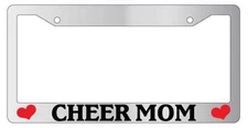 Chrome License Plate Frame CHEER MOM Auto Accessory 669