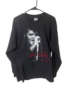 Vintage Y2K Gilden Elvis Shirt Men s Long Sleeve Large Embroidered Black