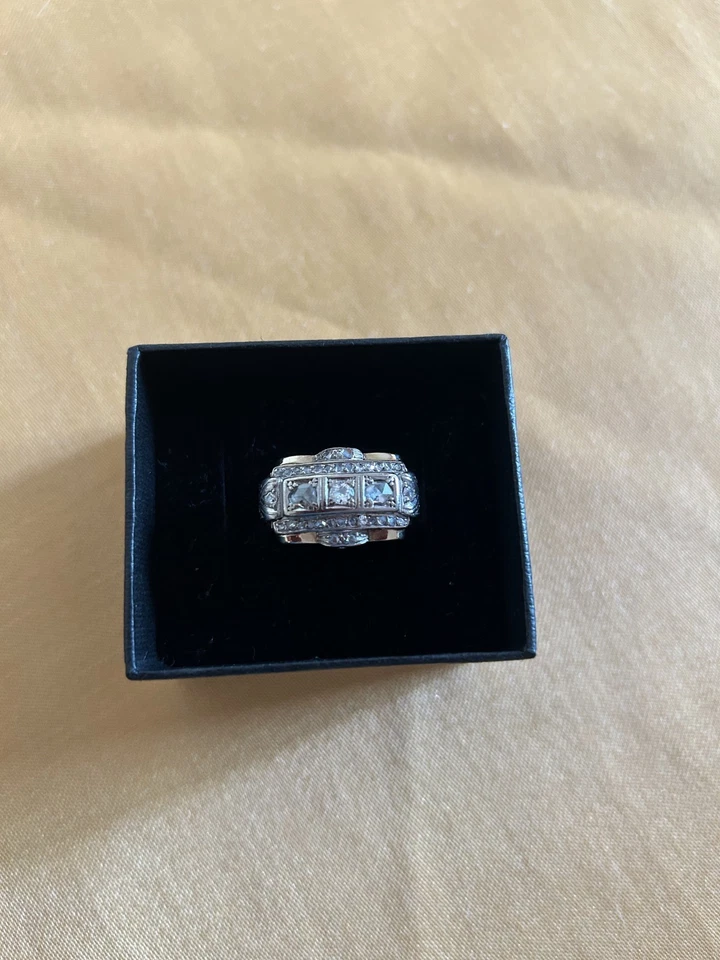 Art Déco Ring 585 mit Diamanten 9 g schwer