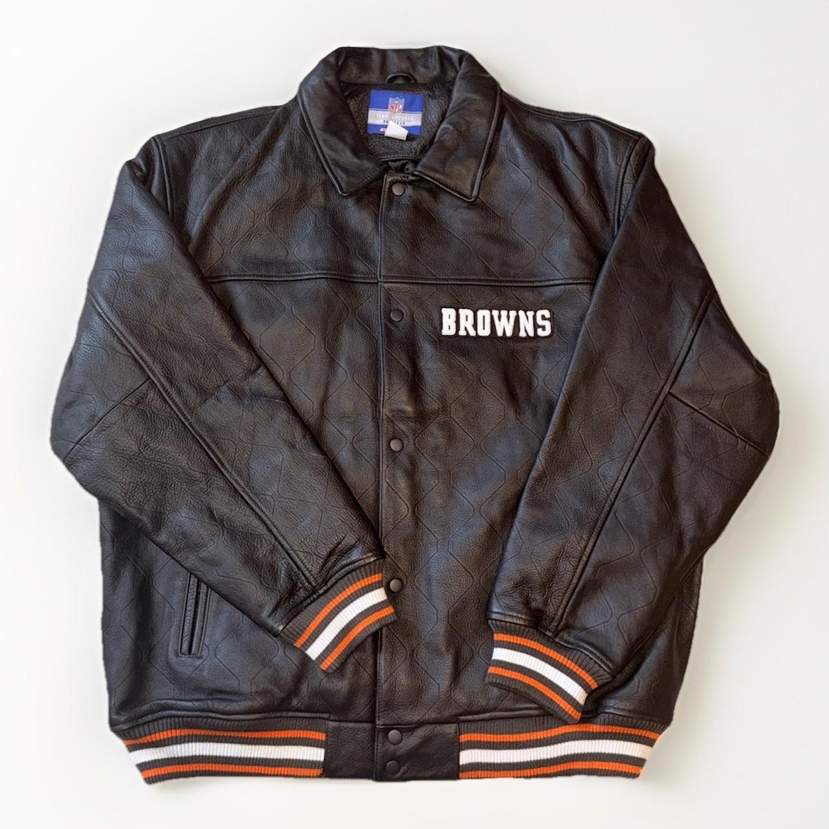 Vintage Reebok Cleveland Browns Leather Bomber Jacket XL NFL