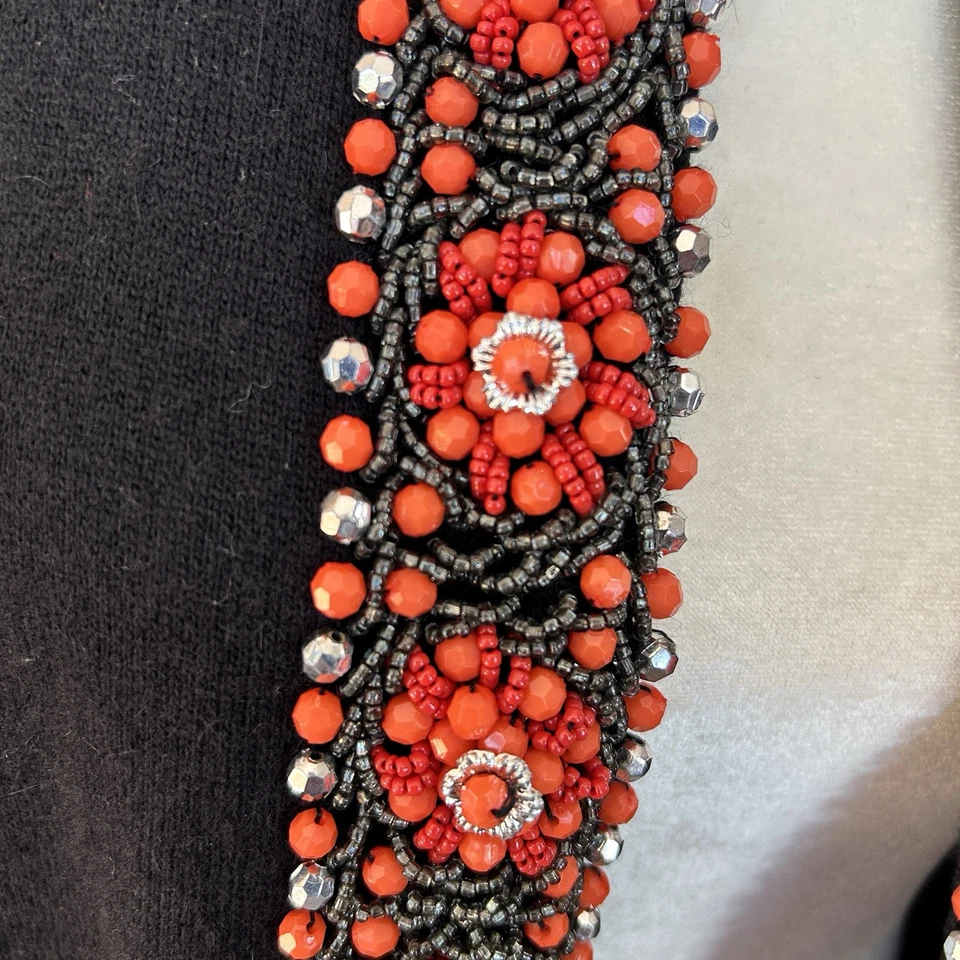 Lucky Brand Beaded Cashmere Wool Cardigan XL Retro Whimsigoth Grandma Romantic - Imagem 4 de 4