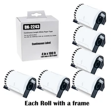 6Rolls Continuous Paper Tape DK-2243 Labels 101mmx30.4m for Brother QL-1060N