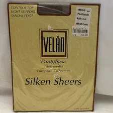 Vintage Velan Silken Sheers Control Top Light Support  9900 Queen 3X/4XPantyhose