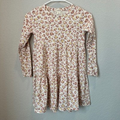 Girl s Crewcuts J. Crew White Pink Animal Print Tiered Cotton Dress - Size 8 EUC