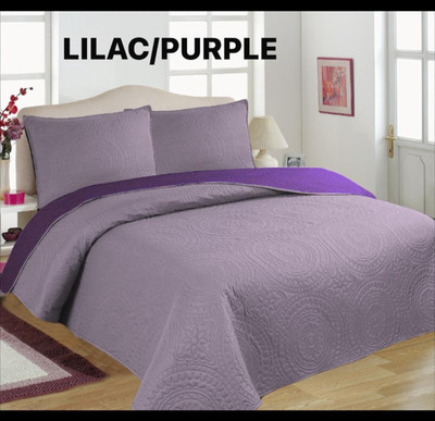 Julia 3 Piece REVERSIBLE Bed Bedspread Soft Quilt Coverlet Solid Stippling SET