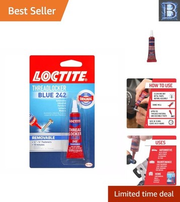 Removable Blue Threadlocker 242 - 6ml Strong Adhesive, Prevents Rust & Corrosion