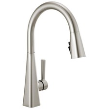 Delta Lenta Brushed Nickel Kitchen Faucet with Pull Down Sprayer Modern Single