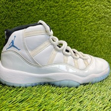 Nike Air Jordan 11 Retro Boys Size 6Y White Blue Athletic Leather Shoes Sneakers