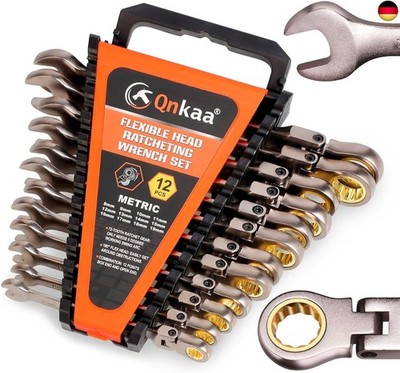 Qnkaa Flexibles Ratschenschlüssel-Set, 12-teilig, 8?19 mm, Schraubenschlüssel, Z
