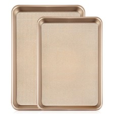 Baking Sheet Set of 2 Cookie Sheets For Baking with Square Texture Pattern Th...