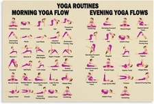 FOLIUMK Yoga Poses Poster Beginner Workout Chart Home Fitness 18L x 12W 