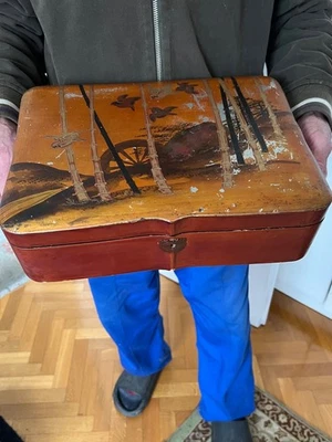 Japan Antike große  Holz Aufbewahrungs-Schatulle - Bild 1 von 4