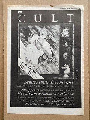 CULT DREAMTIME POSTER SIZED original music press advert from 1984 - printed on n