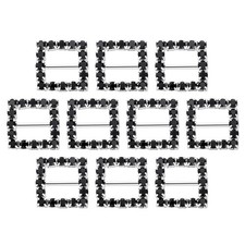 Square Rhinestone Buckle Slider, 10Pcs 15mm Crystal Ribbon Buckle, Black