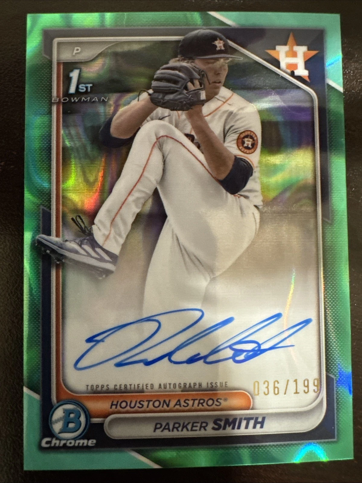 2024 Bowman Chrome PARKER SMITH 1st RC Aqua Lava Refractor AUTO /199