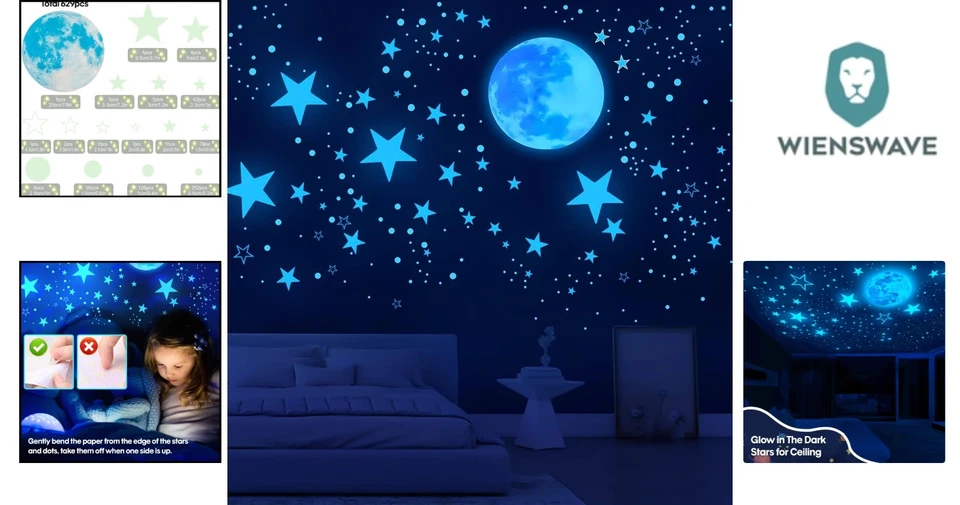 Leuchtsterne Kinderzimmer Leuchtsterne Selbstklebend 629 Stück Sternenhimmel ... - Bild 2 von 4