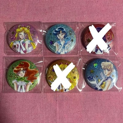 Sailor Moon Can Badges Lot: Usagi, Mercury, Mars, Jupiter, Venus, Uranus