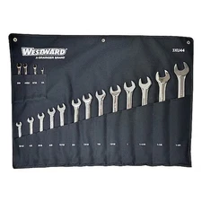 Westward 3Xu44 Combo Wrench Set, Polish, 1/4-1-1/4In, 17Pc