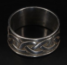 VTG Sterling Silver - MEXICO 10mm Braided Knot Overlay Band Ring Size 8.5 - 5.5g