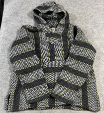 Baja Joe 90s Hoodie Rasta Striped Pullover Small Vintage Mexican Drug Rug Poncho