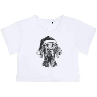 ''Deutsch Kurzhaar Zeiger trägt Nikolausmütze'' Erwachsene Crop Tops (CO058851)