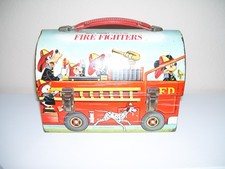 1969 Aladdin Walt Disney Character Fire Fighters Dome Metal Lunch Box No Thermos