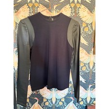 Balenciaga leather and navy long sleeve top