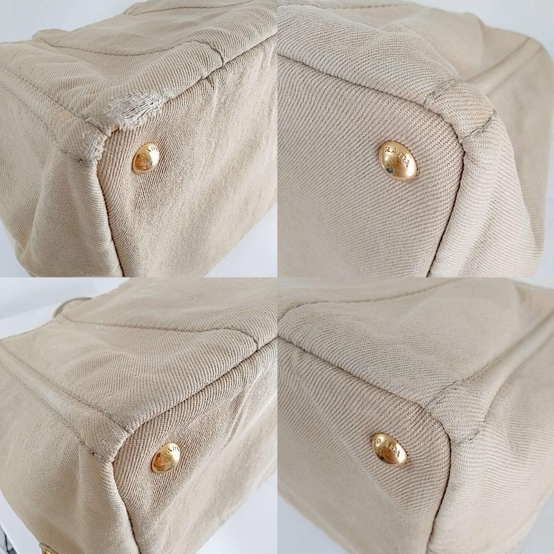 Prada Canapa Tote Bag Beige Canvas Large Vintage Authentic thumbnail 7