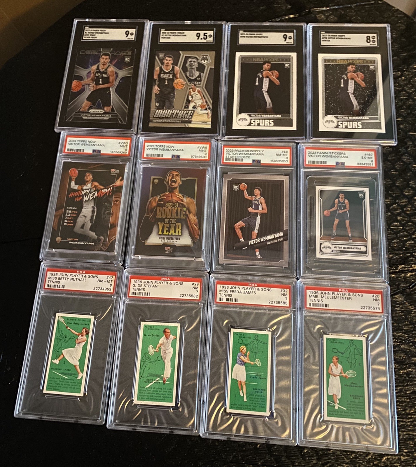 VICTOR WEMBANYAMA 8 ROOKIE PSA & SGC CARDS 1936 TENNIS JOHN PLAYER & SONS CARDS view 2