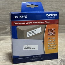 Brother Genuine DK-2210 Continuous Length Black On White Paper Tape 1.1 x 100