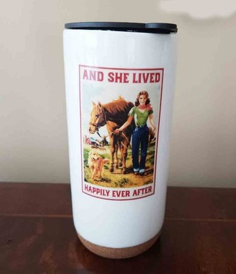 Heavy And She Lived Happily Ever After Travel Coffee Mug Cork Bottom 16oz