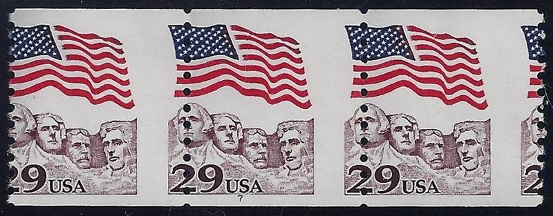 2523 Misperf Error / EFO PNC3 3 #7 Flag Over Mt Rushmore Mint NH