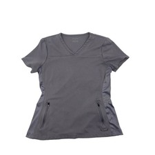 Jaanuu Womens Gray Stretch 2 Pocket Pontelux Scrub Nurse Hospital Top Sz S
