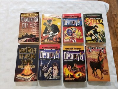 Lot of 8 Action Adventure Paper Back Novels Various Authors/ Greg Egan Ect