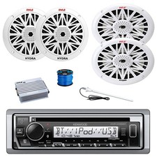 Kenwood Marine BT CD Receiver, Amp, 2x 6.5''  2x 6x9'' Speaker, Wire, Antenna