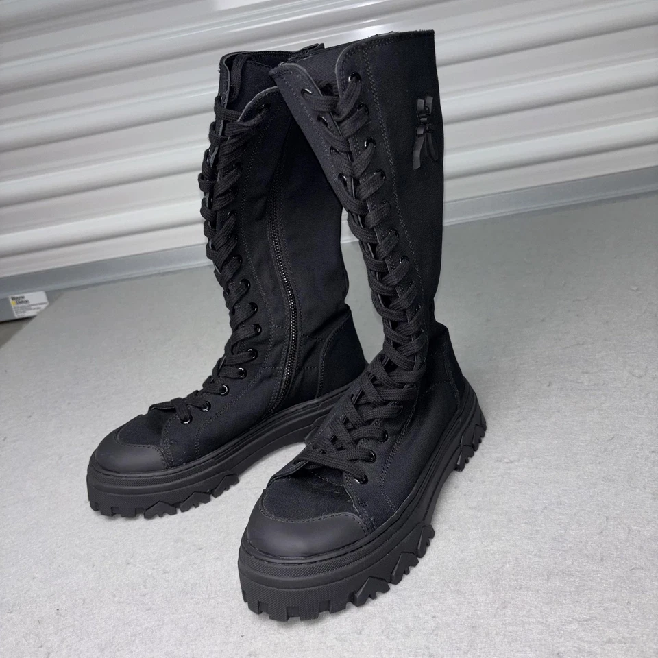 Botas Patrizia Pepe para mujer talla EU 36 negras hasta la rodilla combate con cordones cremallera lateral Foto 3 de 4