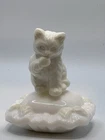 VINTAGE Avon Kitten Cat Sitting on a Milk Glass Pillow Perfume Bottle
