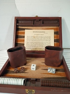 Vintage Backgammon Game by Cardinal with All Pieces Faux Leather.  A-25