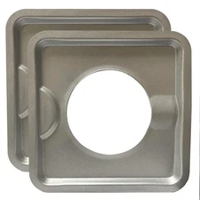 2 Pk Chrome Drip Pan Square 7.5" Gas Ranger Burner Bib Liners Covers Heavy Duty